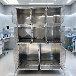 Cage d'hospitalisation vétérinaire en acier inoxydable pour animaux, cage de récupération pour animaux de compagnie, équipement de clinique vétérinaire - Product Image 2