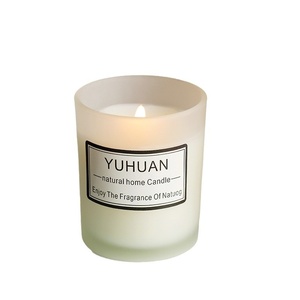Vela artesanal de cera de soja mezclada sin aroma, hecha a mano, de 180g, en vaso de vidrio esmerilado romántico, para regalo de boda en interiores, transfronteriza - Product Image 1