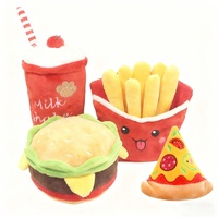 Nouveau design Jouet écologique pour chien Simulation de nourriture Hamburger et frites Peluche résistante aux morsures avec couinement pour le camping