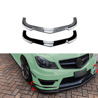 Lèvre de pare-chocs avant en fibre de carbone noire en PP, spoiler avant pour Mercedes Benz Classe C W204 Facelift C63 AMG 2011-2014
