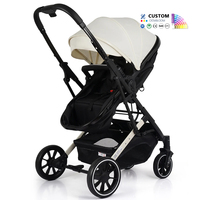 Poussette 2-en-1 pliable avec nacelle réversible, dossier réglable (position assise ou couchée), 4 roues, grand panier – Vente en gros pour bébés