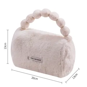 Fluffy Cute Makeup Bag Cosmetic Bags Pink Wholesale Velvet Private Label Plush Fashion Makeup Storage Women Bag