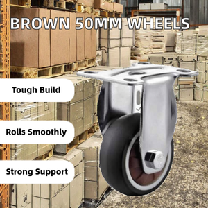 50mm Braune TPR Feste Möbelrollen mit Bremse und Kugellager 35kg Tragfähigkeit für Wohnzimmer & Schlafzimmer - Product Image 2