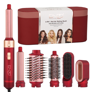 <span class=keywords><strong>ENZO</strong></span> Styler Multifunzione 6 in 1 per Capelli, Spazzola Asciugacapelli, Pettine ad Aria Calda, Ferro Arricciacapelli, Piastra Lisciante, Strumenti di Styling con Custodia in Pelle - Product Image 1