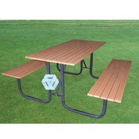 Table de pique-nique en plastique recyclé, mobilier d'extérieur rond pliable et rectangulaire