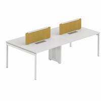 Bureau de travail moderne avec pieds en acier, plateau en MFC E0, poste de travail modulaire 4 places pour espaces de bureau ouverts