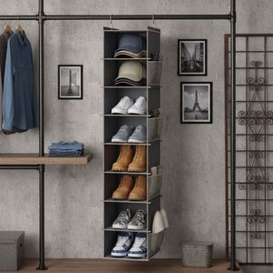 8-Tier Large Capacity Non-Woven Hanging Closet Organizer -Sturdy Iron Frame and Mesh Side Pocket Space Saving Wardrobe Storage - Product Image 1