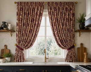 Decorative Vintage Damask Velvet Blackout Curtain Each Panel Art Nouveau Inspired <b>Window</b> Drapery Elegant Room Darkening Home - Product Image 3