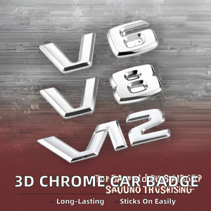 Emblème de garde-boue 3D en métal chromé V6 V8 V12, autocollant adhésif pour décoration de voiture, garantie 1 mois - Product Image 2