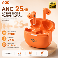 AOC Wireless Custom Logo TWS ANC Earbuds Bluetooth 6.0 In Ear Headphones 13mm Driver Type C Charging Case OEM ODM Private Label.