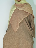 Ensemble de 2 pièces Abaya en lin avec hijab dégradé marron café, Abaya modeste pour femmes, robe islamique