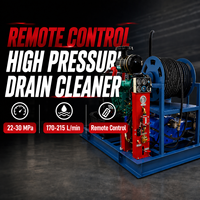Máquina de limpieza de alcantarillado de alta presión para trabajo pesado, motor diésel de 121 kW, 22-30 MPa, 170-215 L/min, carrete de manguera de 80 m, control remoto
