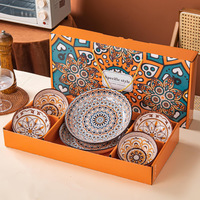 Ensemble de bols en céramique de Design marocain de Style bohème nouvellement de 2/4/6 bols de boîte-cadeau ensemble de vaisselle de baguettes pour la Promotion de cadeau
