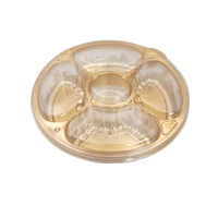 Plateaux ronds jetables en plastique à 5 compartiments, plateaux à fruits transparents pour fruits frais coupés, plateau de livraison avec couvercle