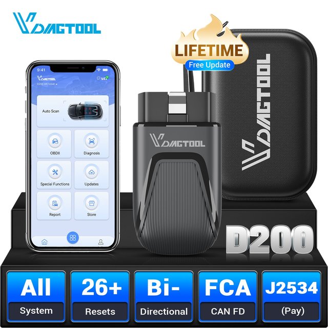 USA EU UK Free Shipping D200 Bidirectional Scan Tool Professional Obd2 bluetooth Scanner for All Cars with J2534 VIDAIGTOOL