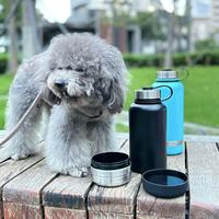 Bouteille d'eau portable pour chien 3-en-1 avec logo, 32 oz, en acier inoxydable à double paroi, isolée sous vide, anti-fuite et résistante aux chutes (12-24 mois)