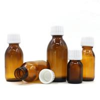 Bouteille en verre ambré pour sirop, avec bouchon à vis, anti-fuite, pour emballage distribué, sérigraphiée, 30ml, 60ml, 100ml, 125ml, 150ml