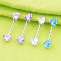 Par 14G en forma de corazón de acero inoxidable pezón uñas Sexy cuerpo accesorios gran circón leche anillo para Piercing de moda joyería