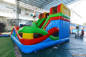 Parque de trampolín inflable grande, Castillo de salto al aire libre con Pared de escalada de obstáculos, <span class=keywords><strong>casa</strong></span> de rebote para niños - Product Image 5