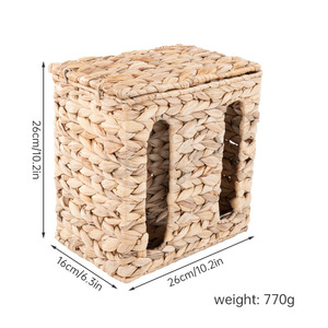 Panier de rangement tissé Bobai, rectangulaire, couleur naturelle, à fixer au mur, boîte de rangement en rotin recouvert, organisateur de bureau RZM-A01 - Product Image 3