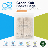 Sacs en papier compostables écologiques sans plastique pour l'emballage intérieur des chaussettes et des gants tricotés, sacs en papier sulfurisé sur mesure, OEM