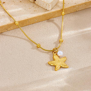 Múltiples diseños de moda mariposa azul acero inoxidable mujeres collar oro PVD venta al por mayor océano colgante joyería collar de moda - Product Image 6