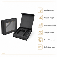 Boîte cadeau magnétique noire mate, emballage de luxe personnalisé en carton rigide avec fenêtre pour l'électronique, les montres, les bijoux, vente en gros OEM