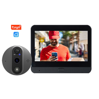 Sonnette vidéo intelligente de 4,3 pouces avec batterie de 5000 mAh, détecteur de mouvement PIR, caméra judas WiFi