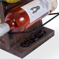 Casier à vin moderne en bois de noyer et métal Présentoir de table élégant avec 4 bouteilles et 2 verres à pied