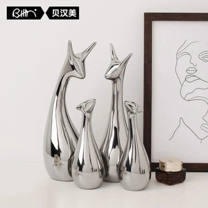 Décorations d'intérieur en porcelaine blanche de style européen de luxe nordique Behanmei, cerf à trois branches créatif pour le salon - Product Image 2