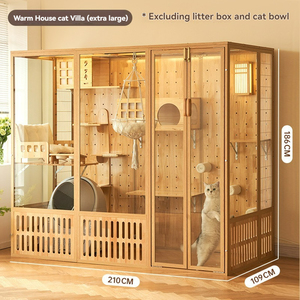 Villa Modular de Cristal <span class=keywords><strong>para</strong></span> <span class=keywords><strong>Gatos</strong></span>, Jaula de Madera Personalizada con Caja de Arena Extraíble, Casa de Juegos Interior Grande, Vista Panorámica, Muebles <span class=keywords><strong>para</strong></span> Mascotas - Product Image 6
