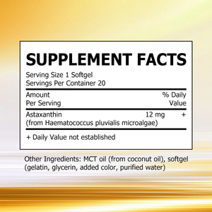 Factory Wholesales Astaxanthin Softgels 12mg Skin Whitening with MCT Oil Antioxidant Supplement Astaxanthin Soft Capsules - Product Image 2
