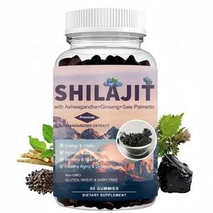 Complément alimentaire en gommes personnalisé pour améliorer le système immunitaire et la mémoire, soutenir l'humeur, avec extrait pur de Shilajit et de résine d'Ashwagandha biologiques - Product Image 1