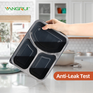 Hộp Đựng Đồ Ăn Trưa 3 Ngăn Dùng Một Lần Hộp Đựng Đồ Chuẩn Bị Bữa Ăn Bằng Nhựa Màu Đen Có Nắp Đậy - Product Image 3