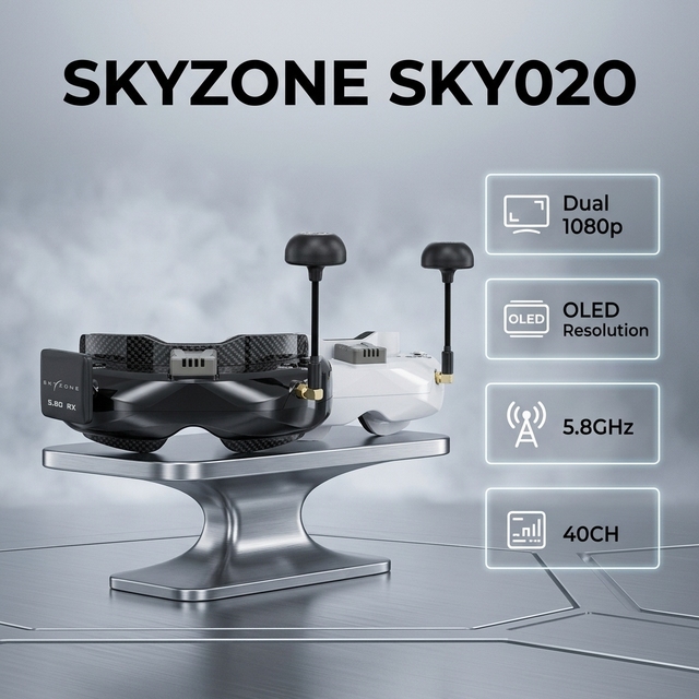 Skyzone SKY02O FPV Goggles Dual 1080p DVR 5.8GHz Diversity Receiver Adjustable IPD Focus for AnalogFPV Drone Racing