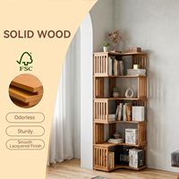 Étagère d'angle moderne en chêne, bibliothèque ouverte à 4 niveaux, organisateur de rangement peu encombrant pour salon, chambre, bureau à domicile, facile à assembler