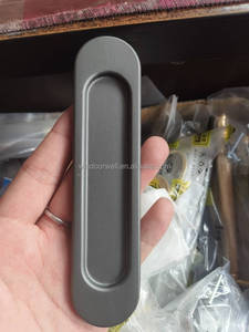 Poignée d'armoire en alliage d'aluminium Poignées ovales à tirer sans poinçon pour portes coulissantes Quincaillerie encastrée pour meubles - Product Image 6