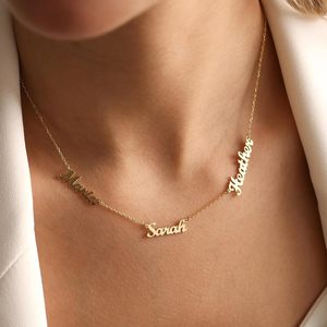 Mặt dây chuyền nhiều tên tùy chỉnh dành tặng mẹ, 1-4 tên tùy chỉnh, mạ vàng 18K, mặt dây chuyền cá nhân hóa tên gia đình, mặt dây chuyền thời trang - Product Image 4