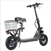 Trottinette électrique pliable légère sans balais à batterie lithium, moteur 500W, siège ergonomique, conception étanche, panier de rangement arrière