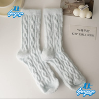 2025 Individuell bestickte Tier-Logo-Design Winter Indoor Warm Coral Fleece Cozy Fuzzy Plüsch Home Schlaf Slipper Socken