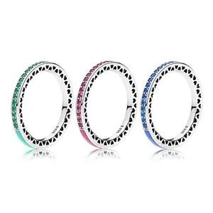 Оптовые продажи pandora серебряные кольца по доступной цене-Женское кольцо из серебра 925 пробы с цирконом