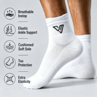 Chaussettes de sport blanches pour hommes, chaussettes de compression respirantes et rembourrées pour la course à pied, l'entraînement et le quotidien