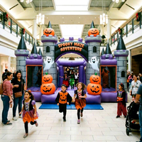 Grande maison gonflable interactive hantée pour enfants, labyrinthe gonflable d'Halloween pour l'extérieur