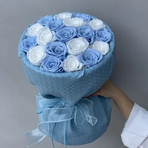 Valentines Day Gift eternal block flower assembly forever rose only Eternal Immortal Dried Everlasting Preserved Flower Bouquet