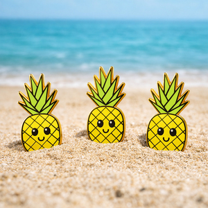 OEM Manufacturer Custom Cute Cartoon Pineapple Hard Enamel Lapel Pin Metal Badge for Festival Events Summer Gifts and Promotions