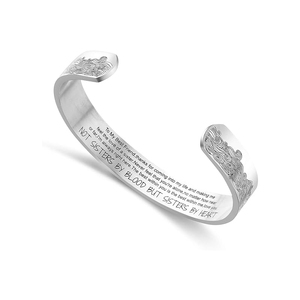 Brazalete con diseño ondulado de acero inoxidable de Color plateado personalizado, venta al por mayor, regalo de moda inspirador para el <span class=keywords><strong>cumpleaños</strong></span> de la <span class=keywords><strong>hermana</strong></span> - Product Image 1