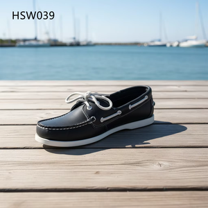 HY, prix d'usine, chaussures <span class=keywords><strong>bateau</strong></span> noires en cuir véritable à lacets, antidérapantes, décontractées, populaires à Singapour HSW041 - Product Image 3