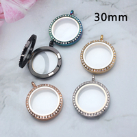Pendentif Médaillon Flottant en Verre 30mm avec Fermeture Magnétique en Acier Inoxydable / Fermeture à Torsion, Bijou Médaillon Souvenir