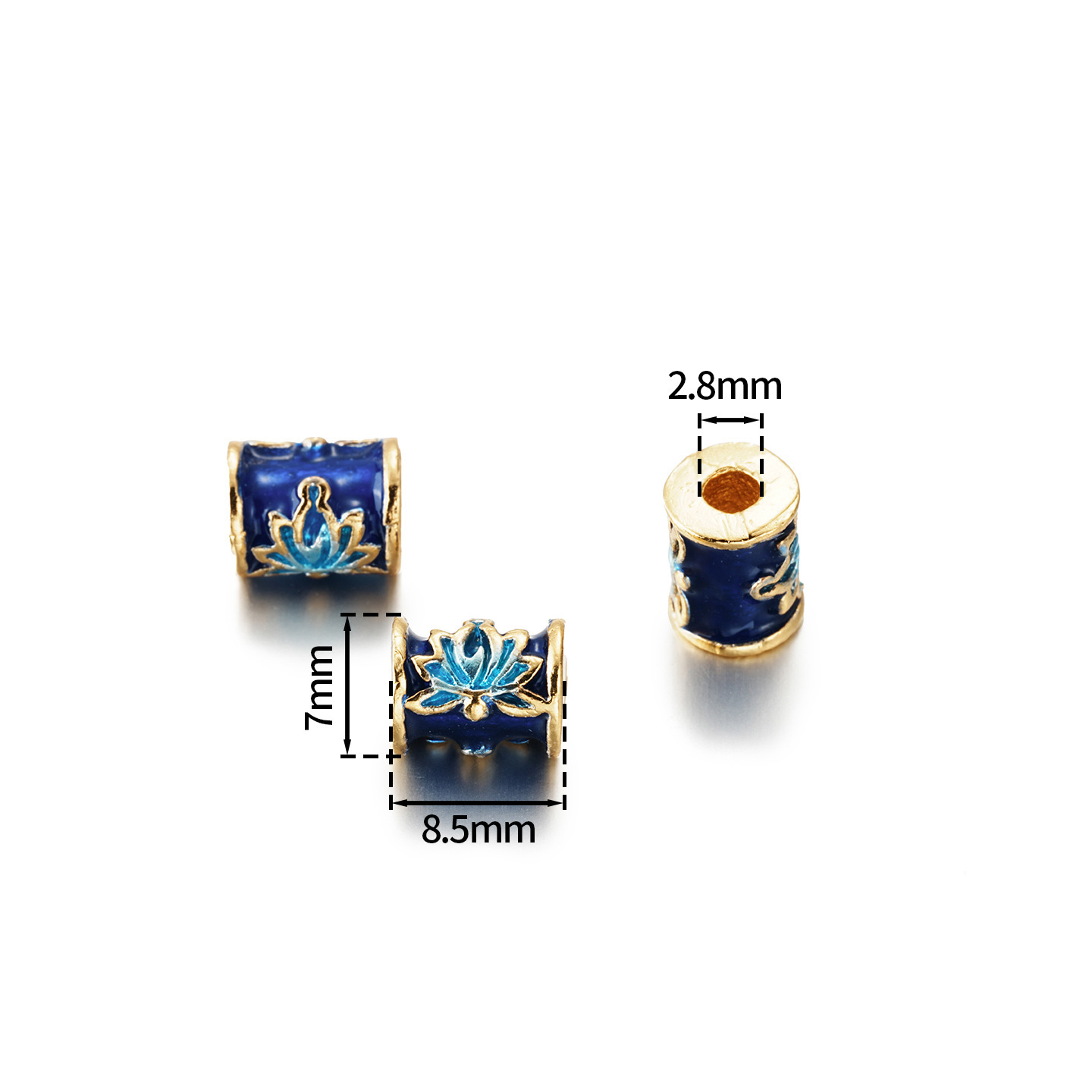 Embossed lotus straight tube beads
