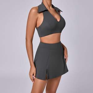 カスタムロゴピックルボールウェアスポーツセットスポーツブラガールズテニススカート2ピーステニスセットショーツ付き - Product Image 4